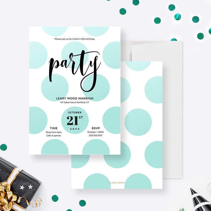 Polka Dots Teen Birthday Party Invitation Editable Template, Tween Printable Invitation, Surprise Teen Birthday Digital Download