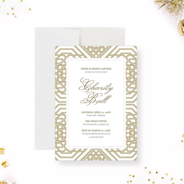 Charity Ball Party Editable Invitation Template, Fancy Formal Professional Digital Download, Elegant Gold Invite, Corporate Business Party