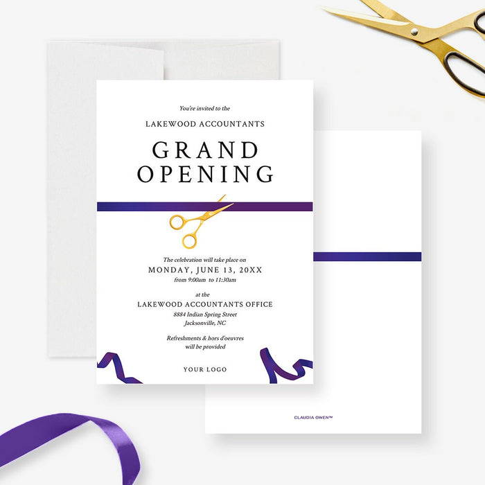 Grand Opening Editable Template Launch Party Digital Download, Purple Ribbon Cutting Ceremony, New Small Business Opening, New Office