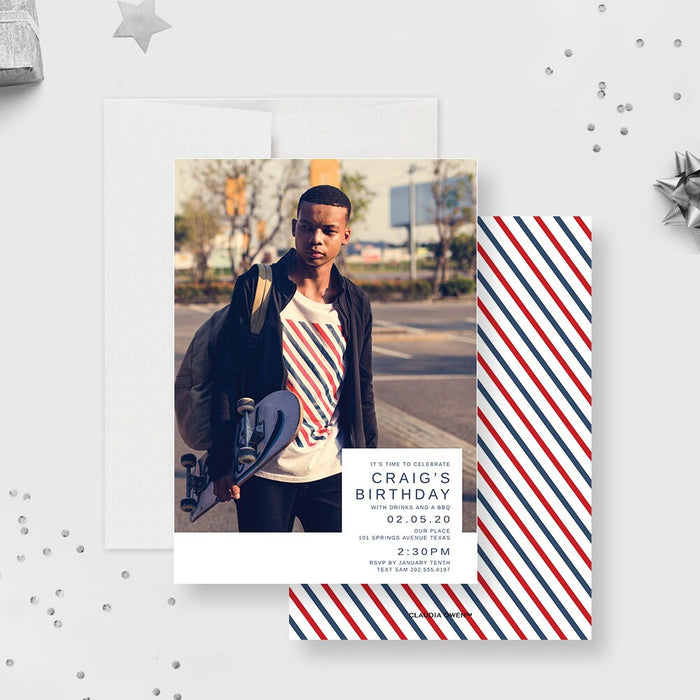 Teen Birthday Invitation Editable Template, Modern Invites with Photo For Any Age Instant Digital Download, 13th 14th 15th 20th Invitation