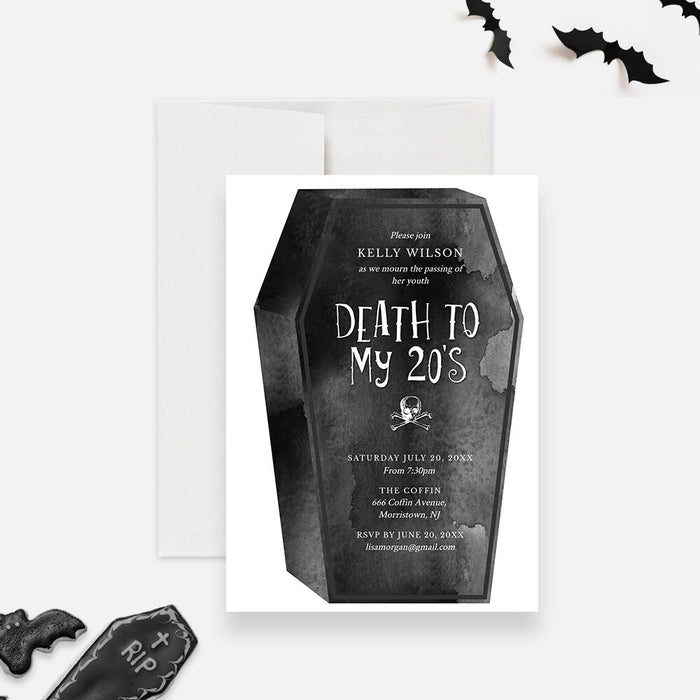 Coffin Party Invitation Template, Death to My 20s Digital Download, Death Birthday Party, Funny 30th Birthday Invitation