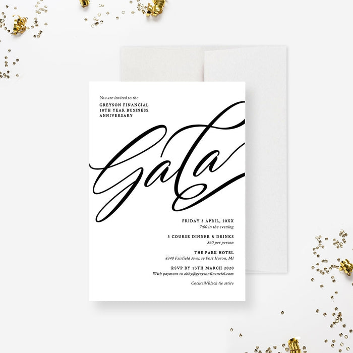 Gala Invitation Template with Matching RSVP and Ticket, Professional Business Corporate Work Party Invite Digital Download