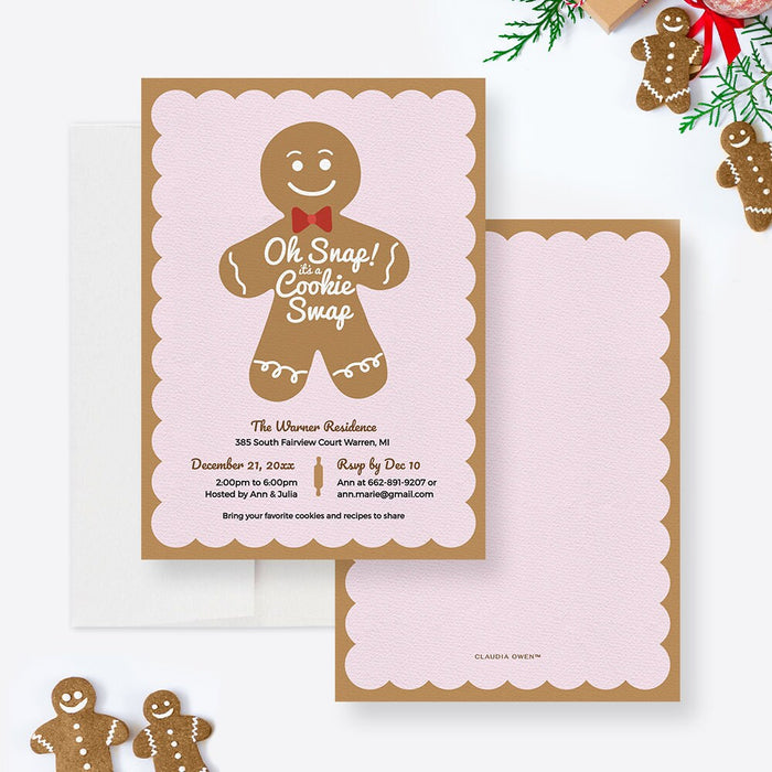 Oh Snap Its a Cookie Swap Holiday Party Invitation Template, Gingerbread Cookie Christmas Printable Digital Download, Cookie Exchange
