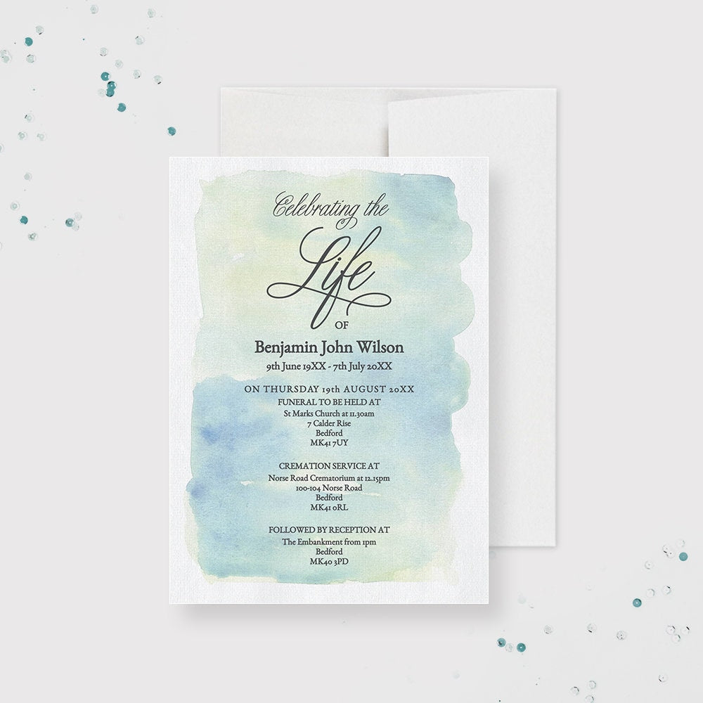 Memorial Service Invitation Template for Men and Women, Celebration of