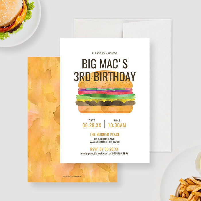 Burger Birthday Party Invitation Editable Template, Mens Birthday Printable Digital Download, I Do BBQ Invites, Baby Barbecue Invitation