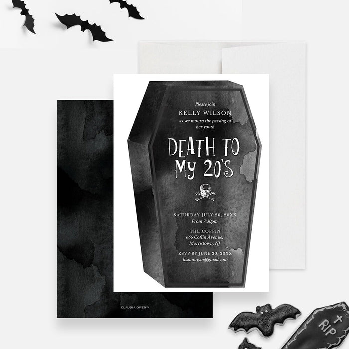 Coffin Party Invitation Template, Death to My 20s Digital Download, Death Birthday Party, Funny 30th Birthday Invitation