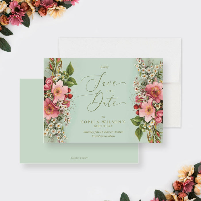 Spring Floral Save the Date Card Editable Template, Garden Party Save Our Date Digital Download, Birthday Save the Date with Flowers