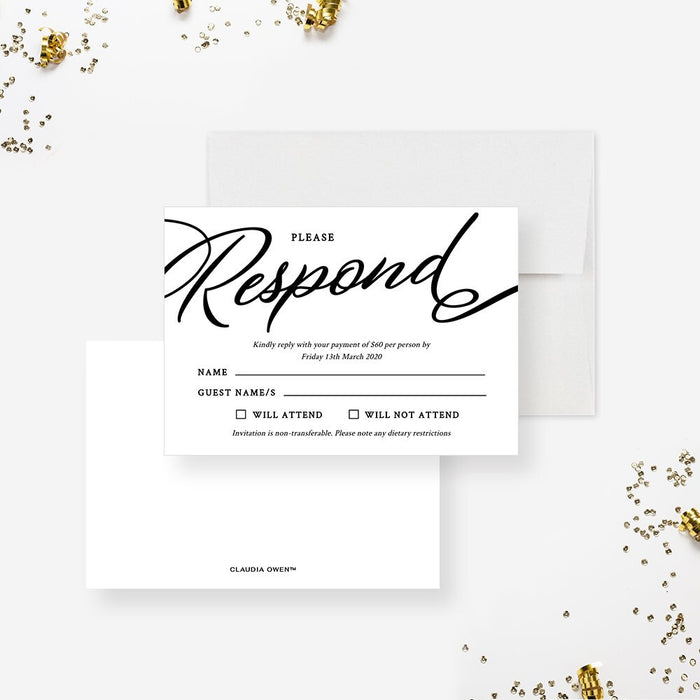 Gala Invitation Template with Matching RSVP and Ticket, Professional Business Corporate Work Party Invite Digital Download