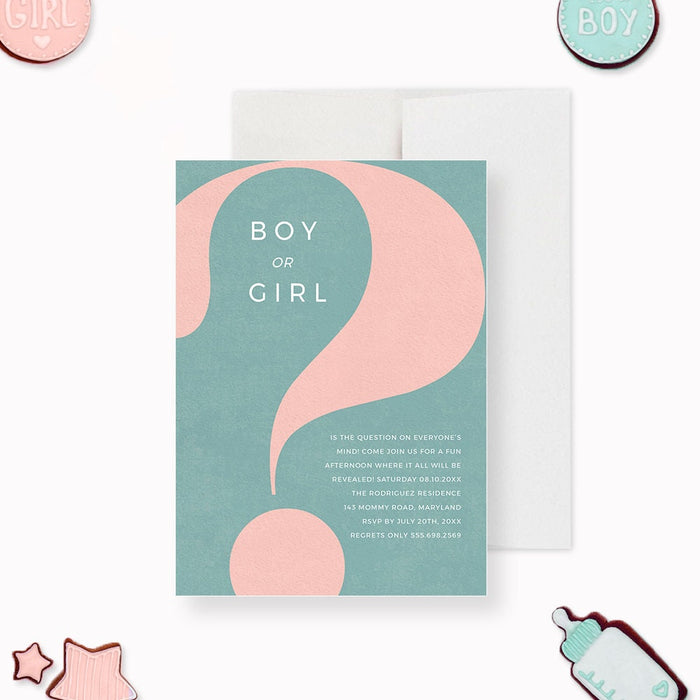 Printable Gender Reveal Invitation, Personalized Boy or Girl Digital Download Invite, He or She Editable Invitation Template