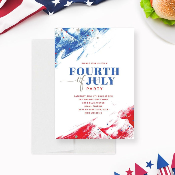 4th of July Invitation Template, Fourth of July Digital Download, Independence Day Celebration Invites