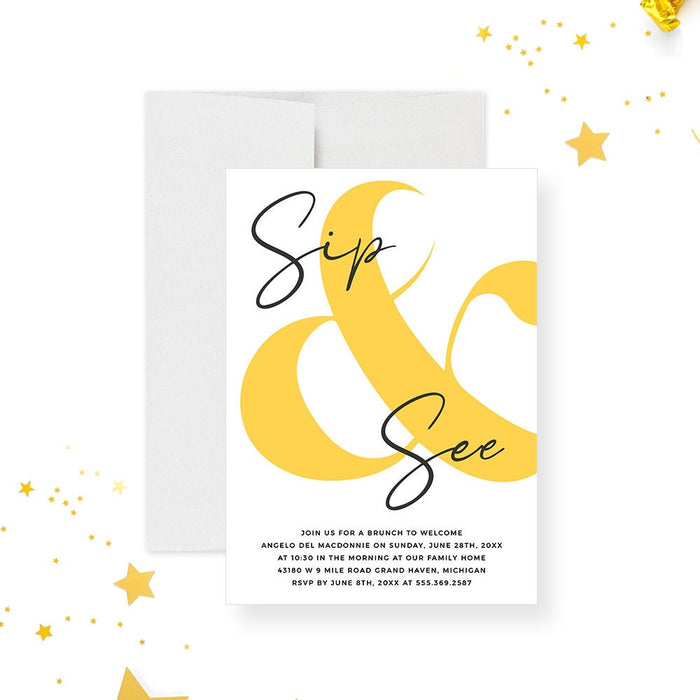 Sip and See Invitation Digital Download, Baby Brunch Invitation Template, Custom New Baby Invites