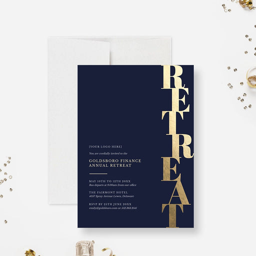 a card with a gold foil lettering on it
