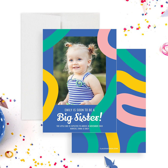 Promoted to Big Sister Pregnancy Announcement Card Digital Download, Big Brother Printable Cards, New Baby Girl Boy, New Baby Card