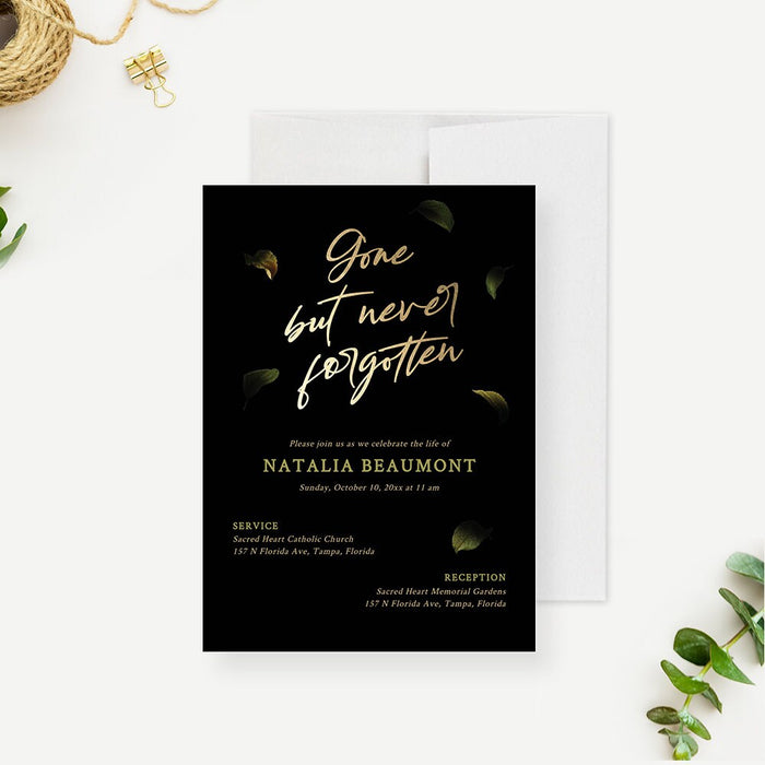 Gone But Never Forgotten Funeral Invitation Template, Celebration of Life Memorial Service Digital Cards, Funeral Ceremony Program of Events