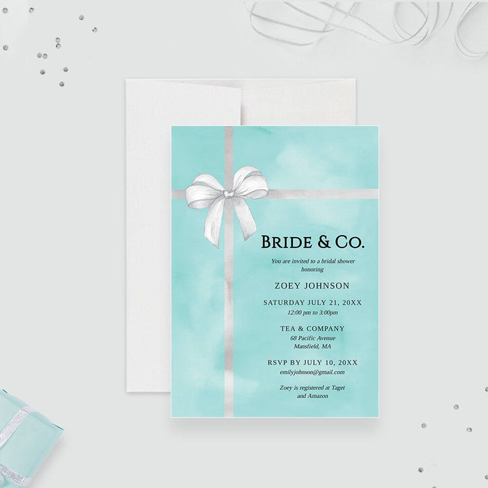 Teal Bridal Wedding Shower Editable Digital Invitation, Bachelorette Instant Download, Baby Shower Template, 18th 21st 30th 40th Birthday