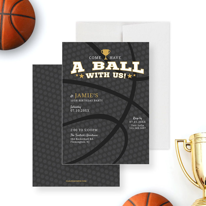 Kids Basketball Birthday Printable Party Invitation, 10th 11th 12th 13th 14th 15th Birthday Basketball, Invites, Sport Themed Birthday Cards