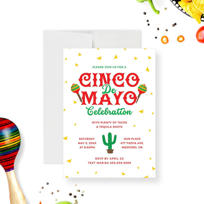 Cinco De Mayo Invitation Template, Mexican Fiesta Invitation Instant Download, Mexican Holiday Celebration, Fiesta Theme Party Invitations