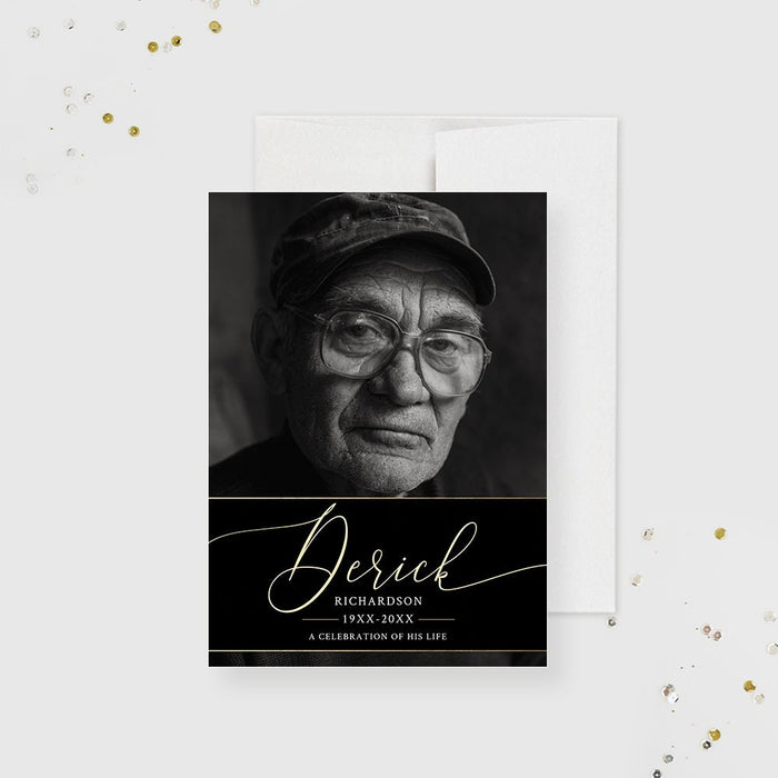 Celebration of Life with Funeral Program, Memorial Service Template with Photo, Printable Funeral Announcement, Obituary Template Card