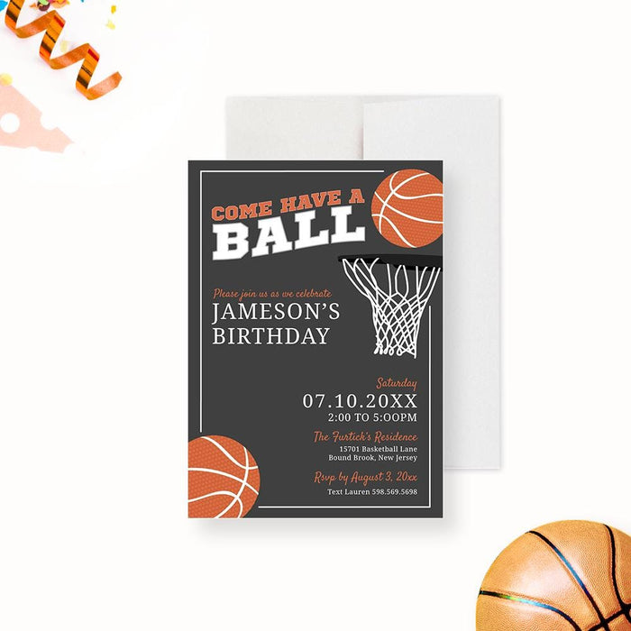 Basketball Birthday Invitation Template, Come Have a Ball Instant Download, Sport Theme Birthday Invites for Boys