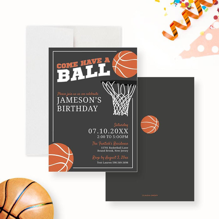 Basketball Birthday Invitation Template, Come Have a Ball Instant Download, Sport Theme Birthday Invites for Boys