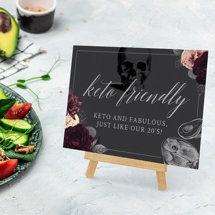 Keto Friendly Table Sign Digital Download, Vegetarian Sign, Nut Free Sign for Halloween Party, Printable Meals Table Sign