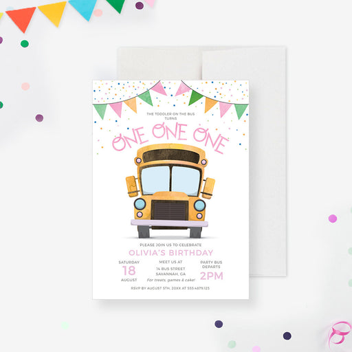 a birthday card with a school bus on it