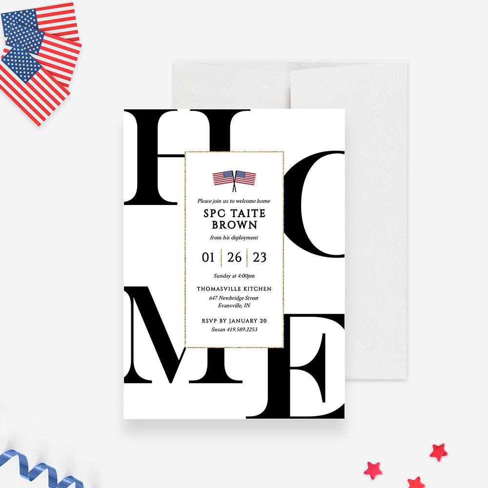 Welcome Home Party Invitation Editable Template, Military Homecoming D