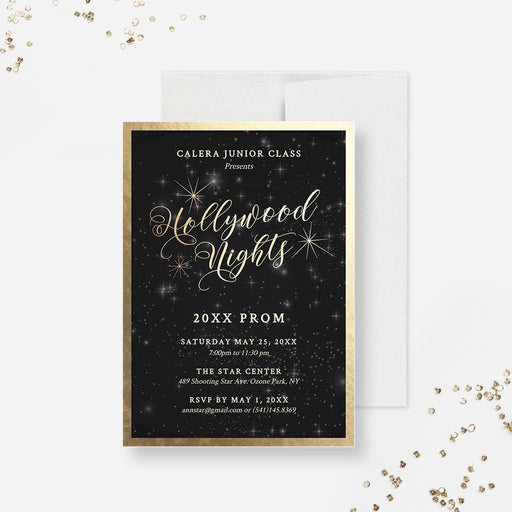 a black and gold new year&#39;s eve party card