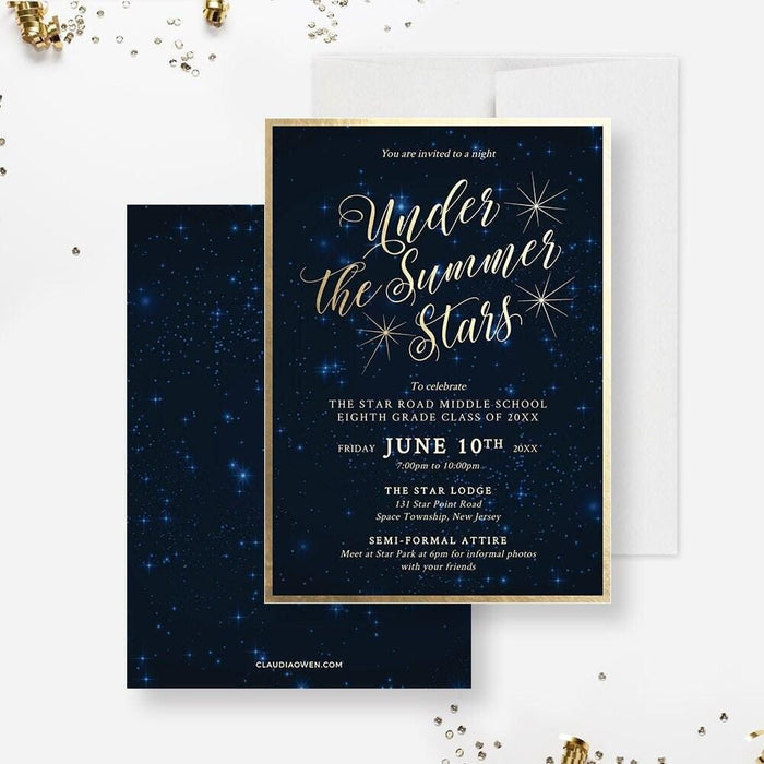 Prom Invitation Under the Summer Stars Template, Starry Night Senior Junior Invites, College Graduation Party, Sweet 16 Mis Quince