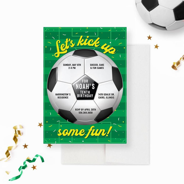 Kids Soccer Birthday Party Invitation, Lets Kick Up Some Fun Printable Birthday Invitations, Soccer Party Invite, Football Birthday Party