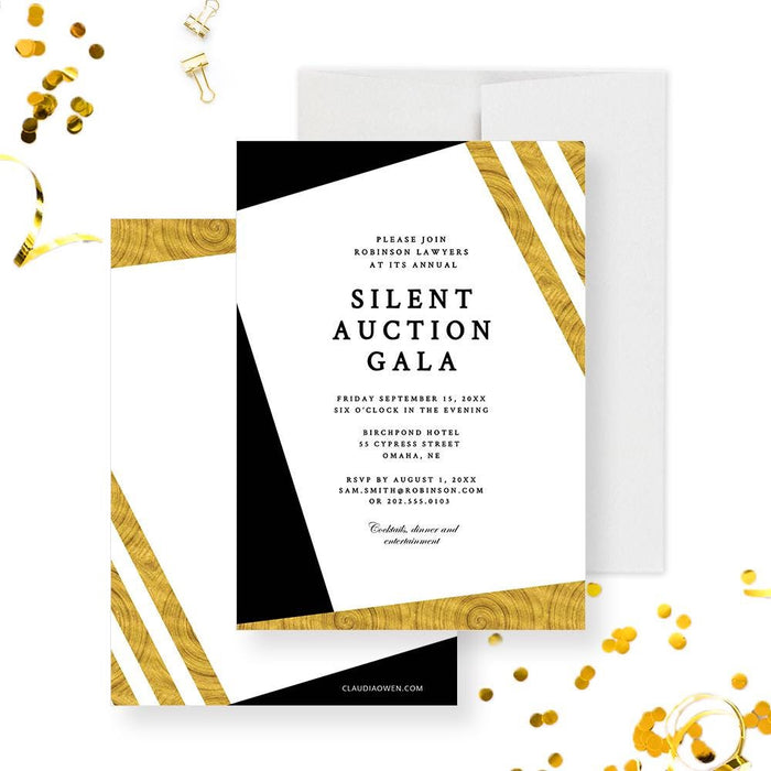 Company Party Invitation Template, Formal Business Invitation Printable Digital Download, Corporate Gold Gala Invitation