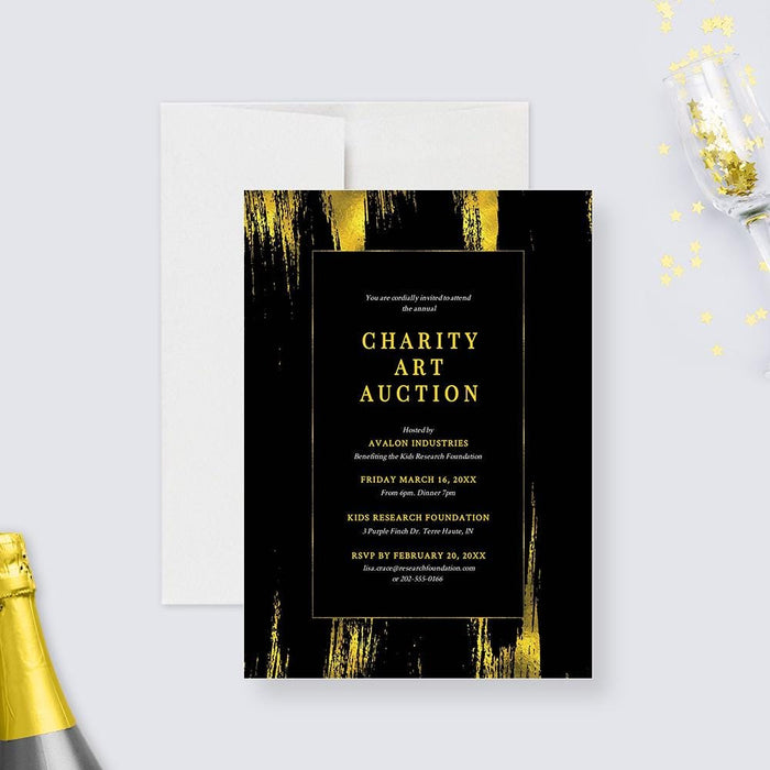 Charity Art Auction Party Invitation Editable Template, Business Printable Digital Download, Ceremony Corporate Professional Event