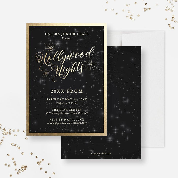 Hollywood Nights Invitation Template, Starry Night Celestial Party Invites Digital Download, Junior Senior Prom Invitation, Sweet 16 Party