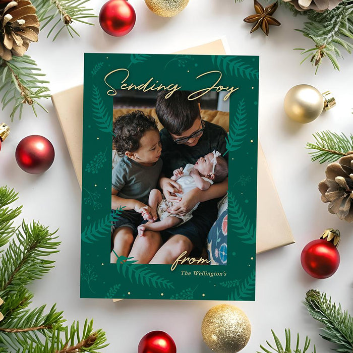 Sending Joy Family Holiday Greeting Cards Template, Christmas Printable Card Digital Download, Personalized Photo Cards