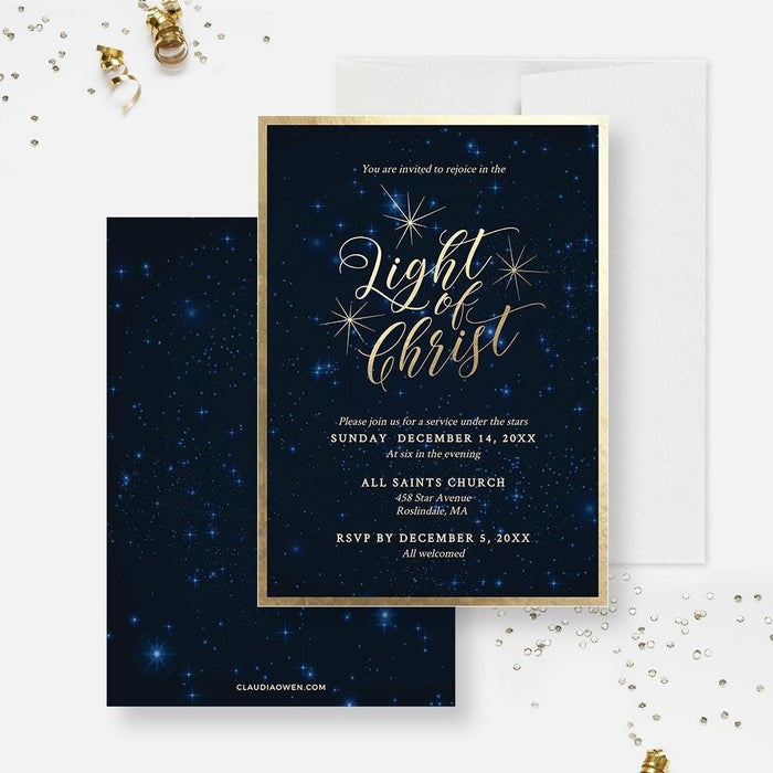 Religious Party Invitation Editable Template, Light of Christ Printable Digital Download, Christian Christmas Church Event