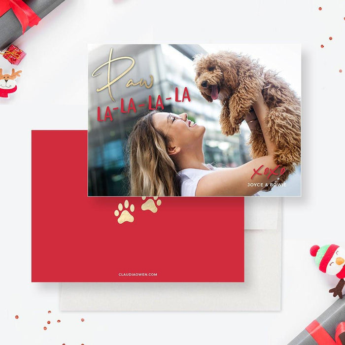 Dog Christmas Card Template, Dog Holiday Greeting Cards Pet Christmas Printable Card Digital Download, Paw La La La La