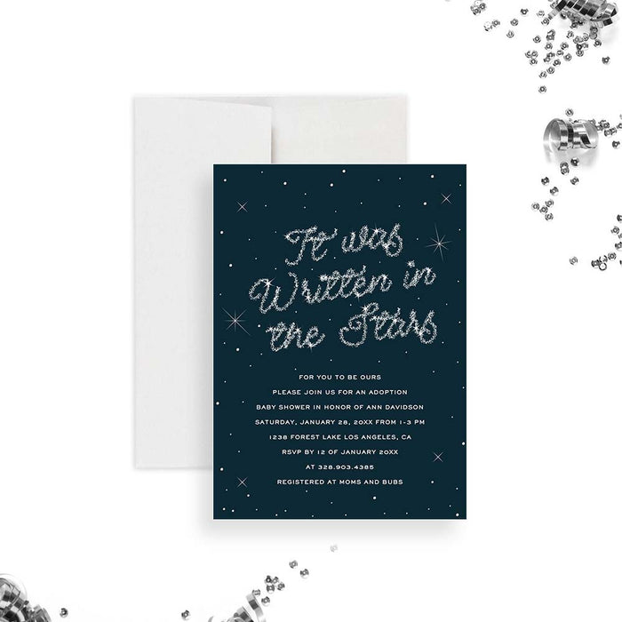 It was Written in the Stars Adoption Baby Shower Invitations, Starry Night Adoption Baby Shower Cards for Girl and Boy, Unique Baby Announcement Cards