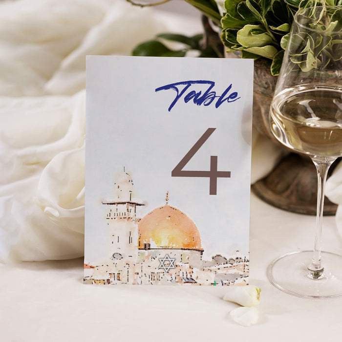 Bar Mitzvah Invitation Card with Watercolor Dome of the Rock Illustration, Personalized Jewish Birthday Invitations, B'nai Mitzvah Invites