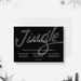 Elegant black Jingle and Mingle holiday party invitation featuring modern typography, subtle snow texture and clean layout for a festive digital event card