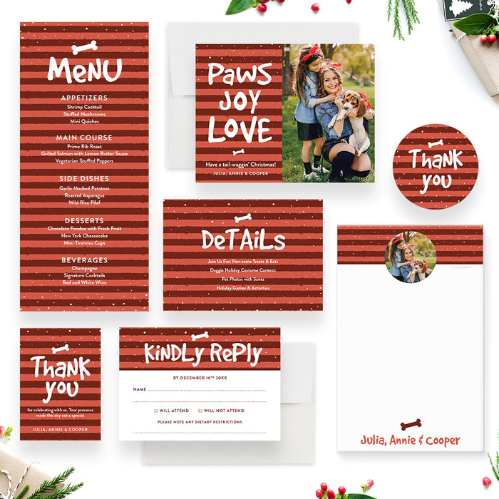 Dog Christmas Party Invitation Jingle Paws Holiday Pet Party Card