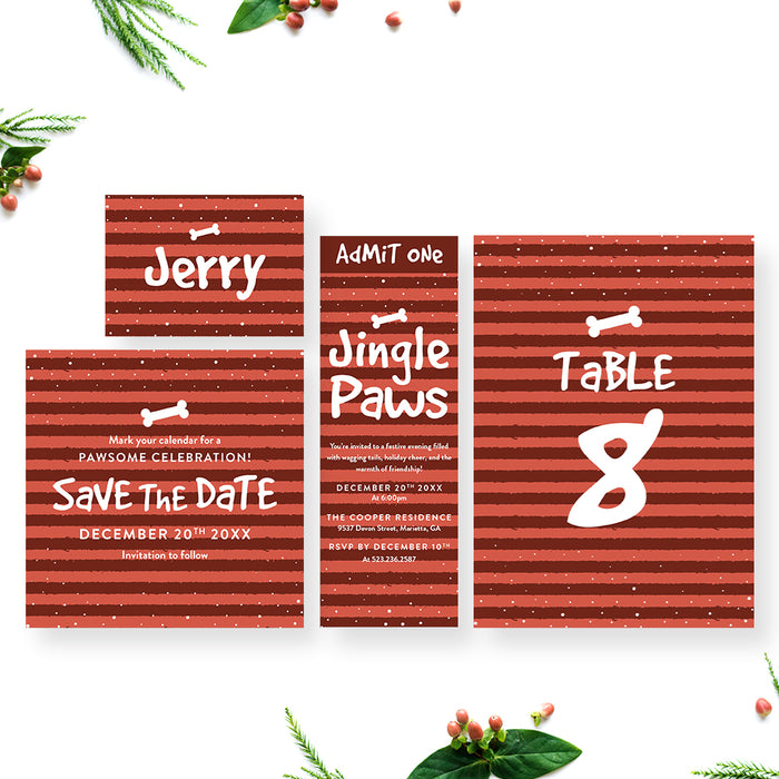 Dog Christmas Party Invitation Jingle Paws Holiday Pet Party Card