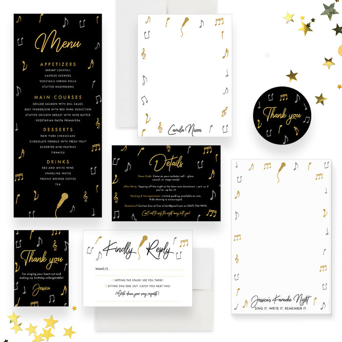 Karaoke Birthday Invitation Music Party Celebration Card