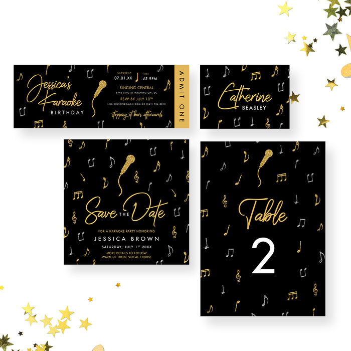 Karaoke Birthday Invitation Music Party Celebration Card