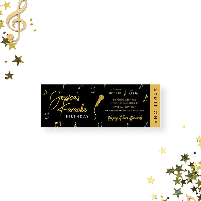 Karaoke Birthday Invitation Music Party Celebration Card