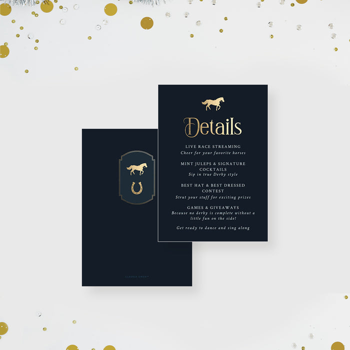 Personalized Kentucky Derby Party Invitation Navy Gold