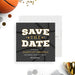 Basketball save the date card with dark basketball texture background and varsity lettering-front