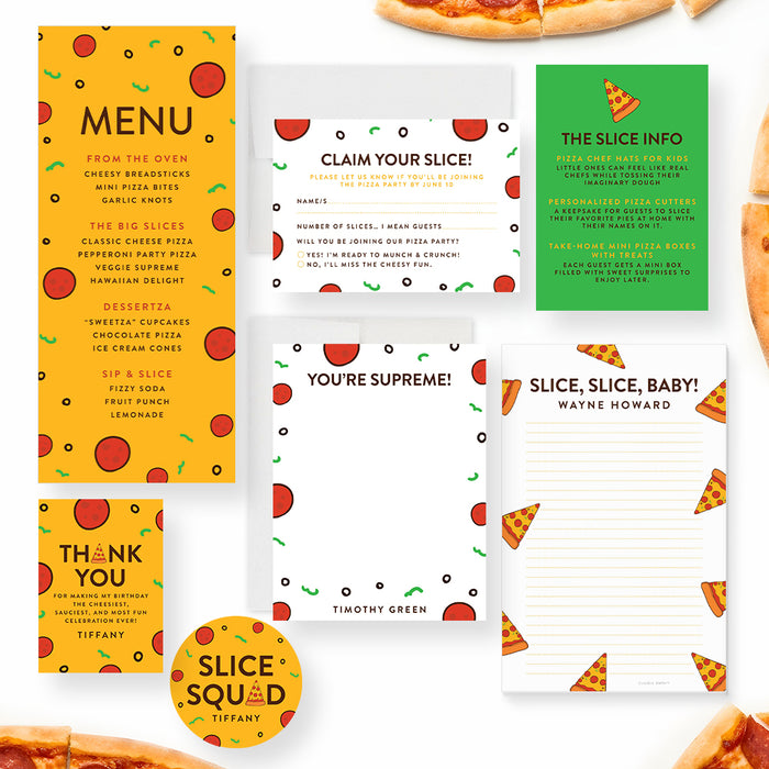 Pizza Birthday Party Invitation for Kids Slice Theme