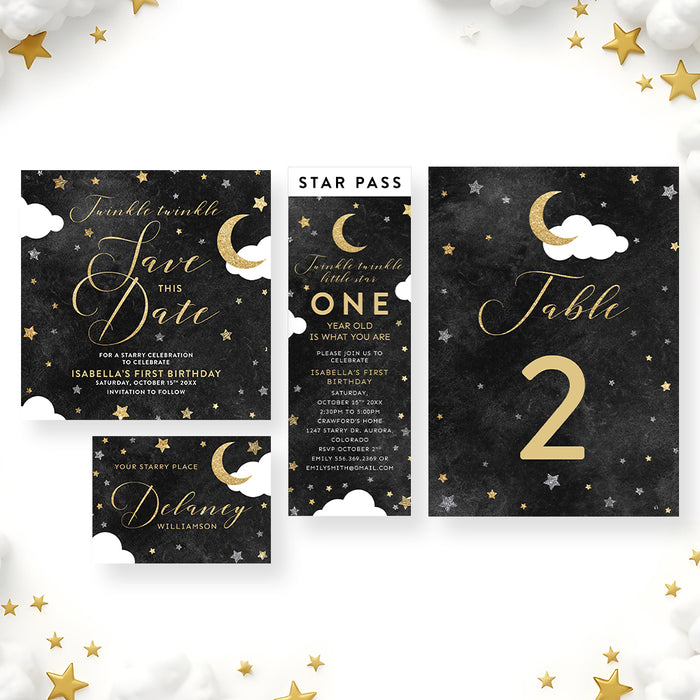 Twinkle Twinkle Little Star Kids Birthday Invitation Card