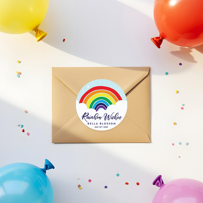 Rainbow Birthday Invitation Kids Colorful Party Invite