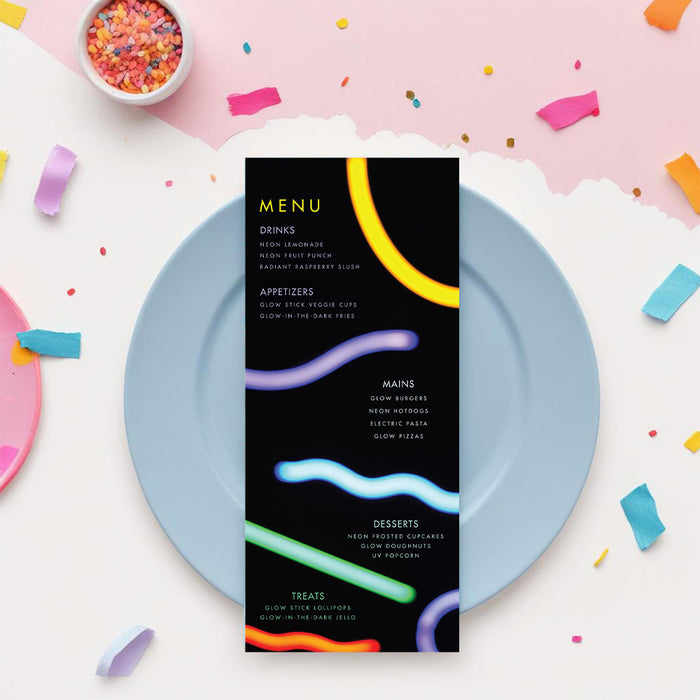 Kids Glow Party Birthday Invitation Fun Neon Party Design